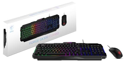 MSI Forge GK100 Combo – Gaming RGB Keyboard & Mouse Set, 19-Key Anti-Ghosting, 6400 DPI Optical Sensor, 10 Million Actuation Rated, Hotkeys for...