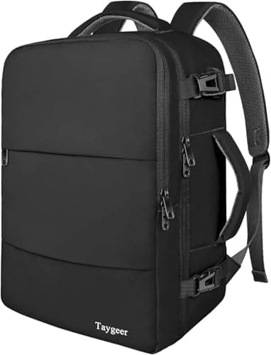 Sac à dos de voyage pour ordinateur portable, valise à dos de voyage approuvée par avion pour hommes et femmes avec port de chargement USB, sac à bagages léger universitaire 35l 15,6...