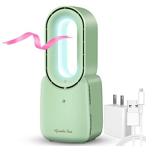 Ventilateur de bureau Let'me pour chambre à coucher, ventilateur de bureau sans pales de 11,8 pouces avec lumière ambiante RVB, 5 couleurs et mode de cyclisme de couleurs, petit refroidissement USB silencieux à 3 vitesses...