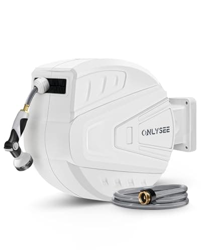 Retractable Garden Hose Reel,1/2" x 65ft Garden Hose Reel Wall Wounted,Self-Locking System/Auto Rewind/Wall mounted/180 Swivel...