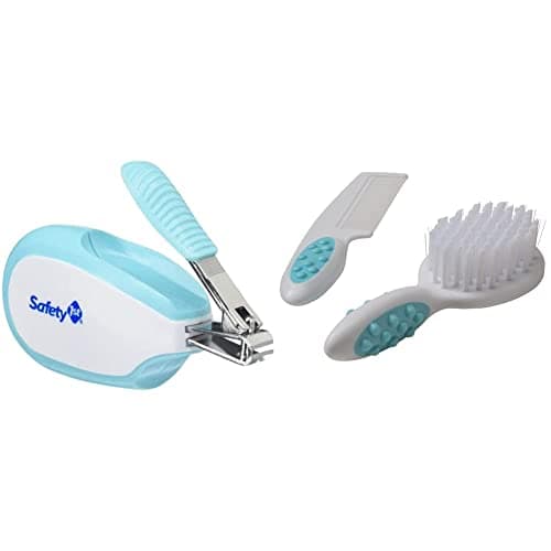 Safety 1st Steady Grip Nail Clippers and Soft Grip Brush & Comb - Arctic Blue
