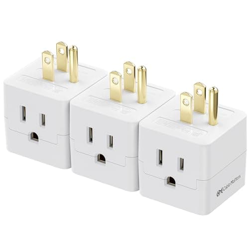 Cable Matters [UL Listed] 3-Pack 3 Outlet Wall Adapter, 3 Outlet Power Cube, Outlet Splitter in White