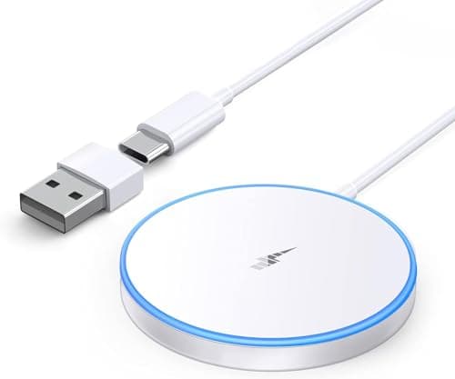 Chargeur magnétique sans fil 15w iPhone Mag-Safe Chargeur pour iPhone 17 Pro Max/17 Pro/17/17 Air/16/15/14/13/12 Series AirPods 3/2/Pro/Pro 2 LED Magnet...