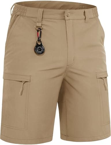 TACVASEN Short cargo léger 10" à séchage rapide avec poches pour randonnée, golf, pêche, entraînement, voyage, kaki 36