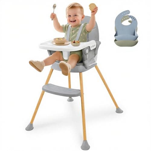 Chaise haute pour bébé zebrater, chaises hautes pour bébés, siège de salle à manger portable avec plateau de nourriture et repose-pieds réglables, chaise d'alimentation compacte pour bébé avec 2...