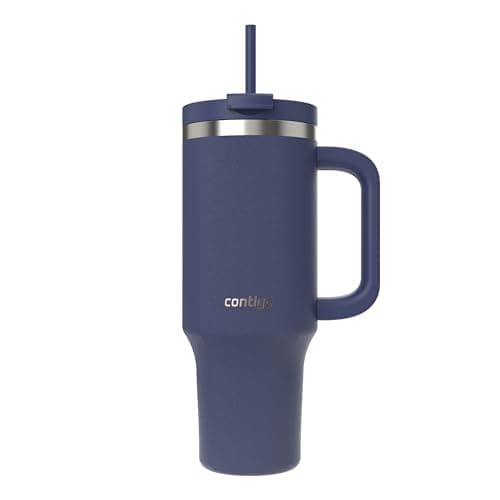 Contigo Streeterville Gobelet 1,18 L, bouteille d'eau isotherme en acier inoxydable avec paille et couvercle anti-fuite, poudre d'indigo
