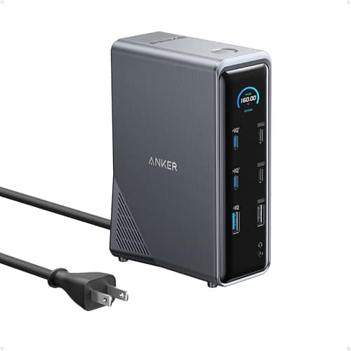 Anker Prime Docking Station, 14-Port with 160W Max Output, 10Gbps Fast Data Transfer, Real-Time Smart Interface, Audio and Ethernet Ports, Dual 4K...