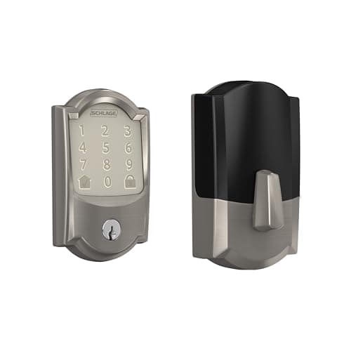 SCHLAGE Encode Smart WiFi Pêne dormant avec garniture Camelot en nickel satiné (BE489WB CAM 619)