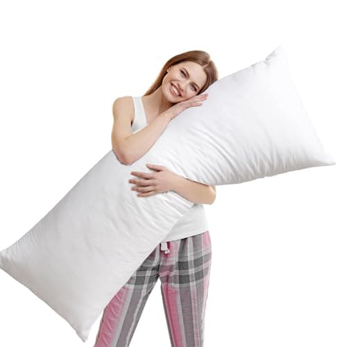 SHERWOOD Oreiller de corps 50,8 x 137,2 cm de long, tissu en coton blanc avec rembourrage alternatif en duvet (oreiller de corps)