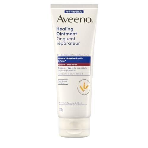 Aveeno Healing Ointment, with Triple Oat & Shea Butter to Repair & Protect Extra Dry, Cracked, Sensitive Skin, Fragrance-Free & Non-Greasy, 204 g