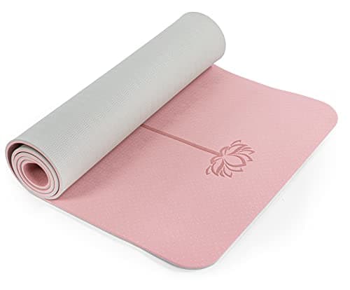 Tapis de fitness Pilates antidérapants, respectueux de l'environnement, tapis de yoga anti-déchirure de 1/4" d'épaisseur pour femmes, tapis d'exercice pour l'entraînement à domicile avec écharpe de transport...