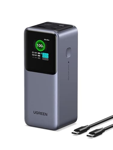 UGREEN 20000mAh Power Bank 130W Chargeur rapide 3 ports portable avec écran intelligent TFT, compatible avec iPhone série 16, Galaxy S25 Ultra, MacBook,...