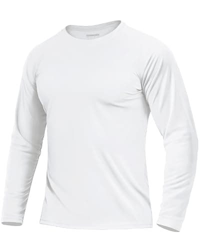 Boladeci T-shirt à manches longues pour homme - Protection contre les éruptions cutanées - Vêtements d'été SPF 50+ UV - Pour la pêche, le golf, la natation - Chemises blanches pour homme