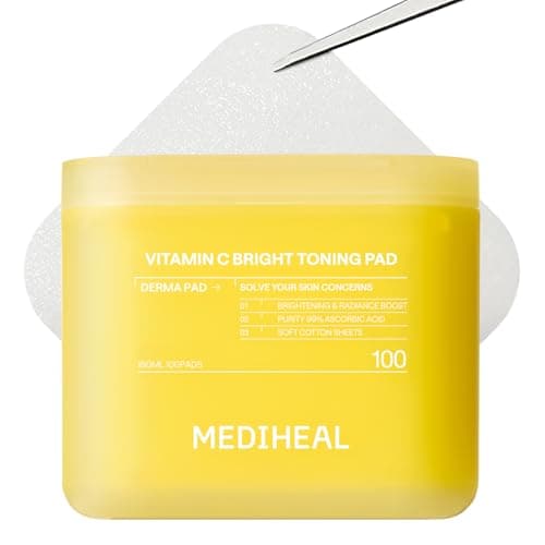MEDIHEAL Vitamide Brightening Toner Pads – Soin éclaircissant pour les taches brunes et la peau terne avec de la vitamine C, de la niacinamide et du glutathion Vegan coréen...