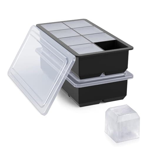 Bangp Grand bac à glaçons pour whisky, paquet de 2 grands moules à glaçons empilables pour 16 gros glaçons à whisky, dégagement facile...