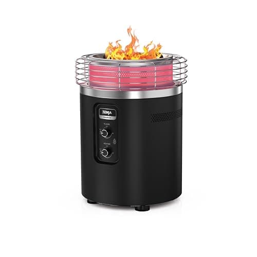 Foyer extérieur et chauffage de terrasse sans fumée Ninja Fireside360 – 3 modes (flamme, chaleur, les deux), 80 000 BTU, alimenté au propane, résistant aux intempéries,...