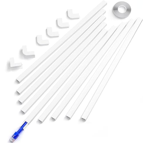 One-Cord Channel Cord Hider Wall, Delamu 142in Cable Cover, Cable Concealer Raceway, Cable Hider, Paintable Wire Covers for Wall Mounted TV, Cable...