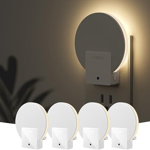 Lyridz Backlit Night Light Plug-in,[4 Pack] Glare-Free Indirect Glow, Dusk to Dawn Sensor, 1-50LM Dimmable Veilleuse, 2700K Warm White for Bedroom,...