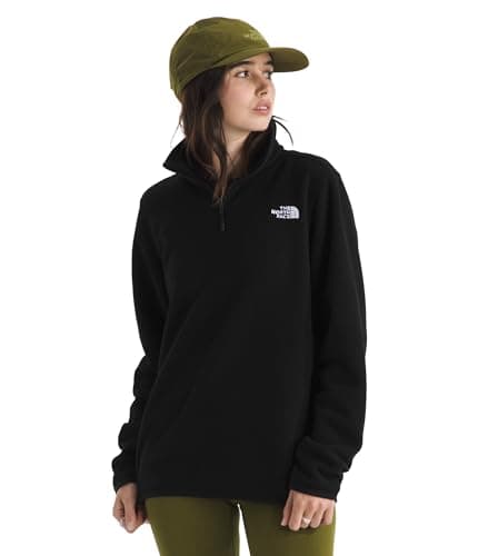 THE NORTH FACE Women's Glacier Fleece Quarter Zip Jacket | Zippered Hand Pockets & Stretch Binding on the Collar, Cuffs & Hem, TNF Black, Large