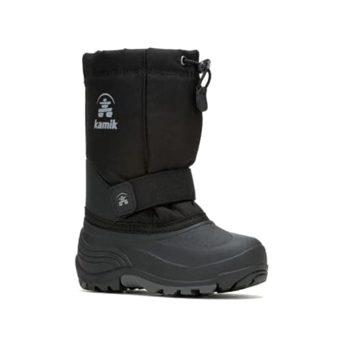 Kamik Bottes de neige Rocket-K unisexes pour enfant, noir, 4 Big Kid US