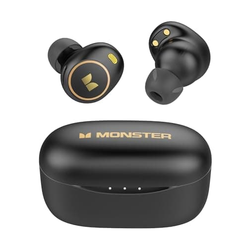 Écouteurs sans fil Monster, écouteurs stéréo intra-auriculaires Bluetooth 5.3, micro intégré pour des appels d'une clarté cristalline, autonomie de 32 heures, ajustement confortable, rapide...