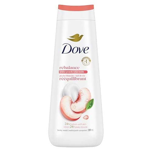 Dove Body Wash White Peach & Rice Milk Nettoyant hydratant 24 heures pour peau douce en lotion, 591 ml