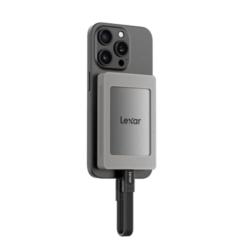 SSD portable Lexar ES4 2 To avec ensemble magnétique, SSD externe USB 3.2 Gen 2 jusqu'à 1050 Mo/s en lecture et 1000 Mo/s en écriture Compatible avec iPhone 16/15, PC et...