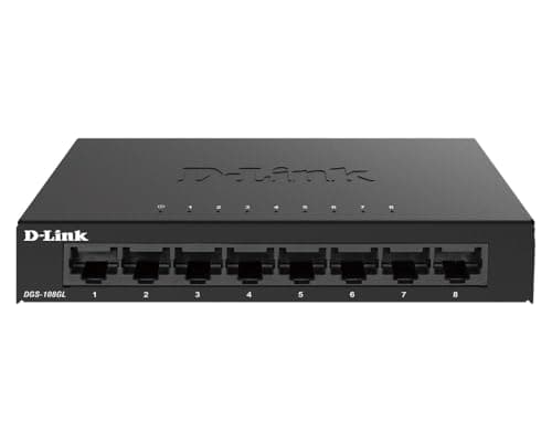 D-Link 8 Port Gigabit Ethernet Unmanaged Metal Desktop Switch, Plug and play, QoS, Cable Diagnostics, Fanless Quiet Operation, Rugged Metal...