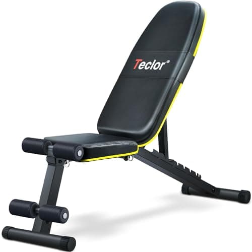 Teclor Adjustable Weight Bench, Foldable Workout Benches for Home Gym, 10 Backrest Position Exercise Bench for Strength Training, Upgraded...