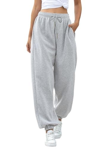 Straight Leg 2 Pockets Elastic Waist Lightweight Summer Pants Women Gray L