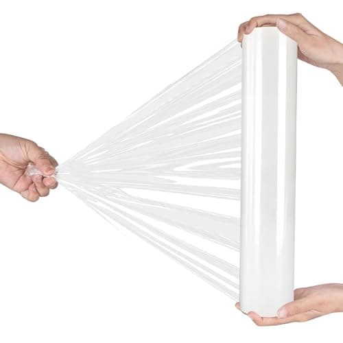 15 Inch Stretch Wrap - 500 Feet | 60 Gauge, 1 Roll Clear Plastic Wrap for Moving Self-adhering, Thick and Sturdy Packing Moving Supplies Heavy Duty...