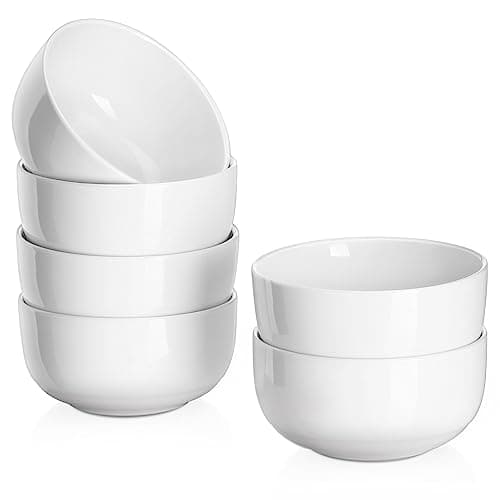 DOWAN Bols à crème glacée 10 OZ - Bols à dessert en céramique 4,25" Ensemble de 6 - Petits bols en porcelaine pour plats d'accompagnement, crème glacée, flocons d'avoine, fruits, portions...