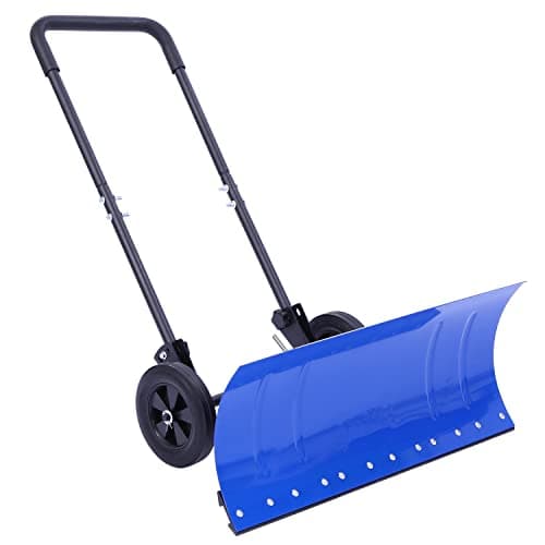 Snow Shovel, Ohuhu Snow Shovel with Wheels, 29 Inch Heavy Duty Rolling Snow Pusher for Snow Removal, Adjustable Height & Angle, Ergonomic Handle...