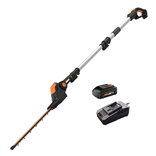 WORX WG252 Taille-haie sans fil 20 V 20", portée jusqu'à 12 pieds, perche étendue, tête rotative à 180°, PowerShare - Batterie et chargeur inclus