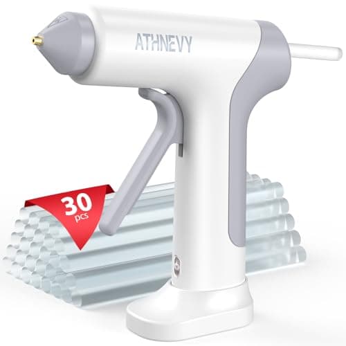 Pistolet à colle chaude sans fil, préchauffage rapide 10 s, 30 mini bâtons de colle 7x100 mm, 4 V 20 W Type-C rechargeable, anti-goutte, arrêt automatique, pour bricolage, réparation,...