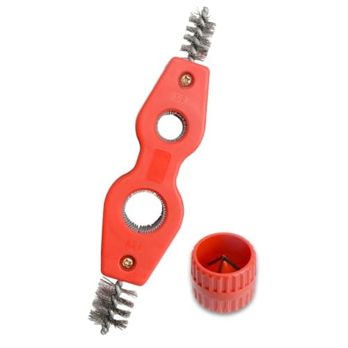 Ensemble de nettoyeur et d'alésoir de tuyaux en cuivre, 4 en 1, brosse pour tubes en cuivre, brosse métallique intérieure et extérieure, outil d'ébavurage de tuyaux en cuivre pour le soudage, le cuivre...