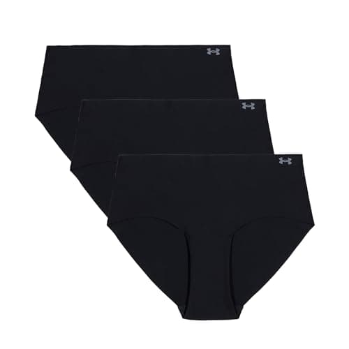 Under Armour Lot de 3 sous-vêtements hipster purement extensibles pour femme, confort toute la journée et coupe ultra douce, noir
