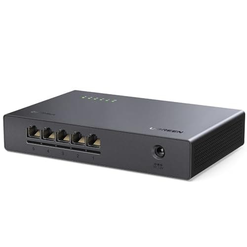 UGREEN 2.5Gb Switch, 5-Port Ethernet Switch, Plug & Play, Unmanaged Ethernet Splitter, Desktop/Wall Mount Network Hub, with LED, Fanless Quiet, for...