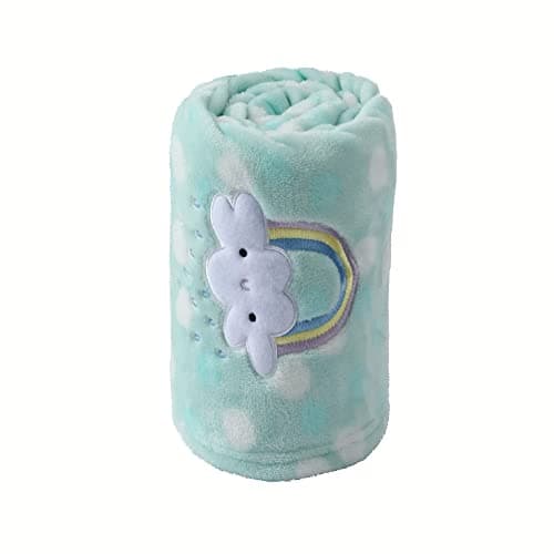 CREVENT Couverture légère et moelleuse en peluche pour bébé pour bébé, tout-petit, nouveau-né, berceau, poussette (75 cm x 100 cm, arc-en-ciel vert unisexe)