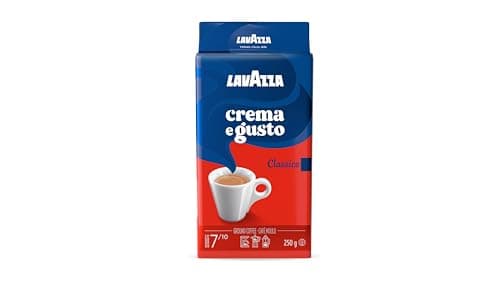 Mélange de café moulu Lavazza Crema E Gusto, torréfaction foncée expresso, brique 250 g - Italien authentique, mélangé et torréfié en Italie, sans OGM, corsé...