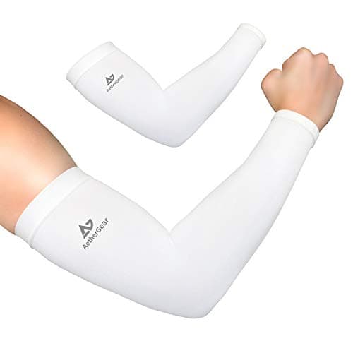 AetherGear Compression Arm Sleeve (1 Pair) - Protection Cover Arm Sleeves Men and Women for Basketball, Cycling, Tennis, Golf, Baseball, Driving,...