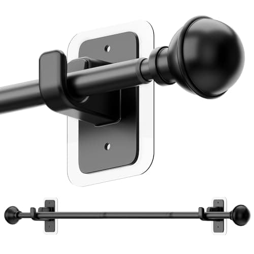 upsimples Tringles à rideaux sans perçage pour fenêtre de 28 à 48 pouces, tringle à draperie conviviale pour le locataire de 5/8 pouces de diamètre avec supports adhésifs sans perçage,...
