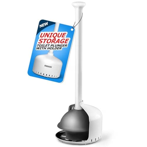 FORASTO Déboucheur de toilettes avec support, Déboucheur pour salle de bain avec support, Déboucheur de toilettes robuste, Déboucheur de salle de bains, Décor de salle de bains, Salle de bains...
