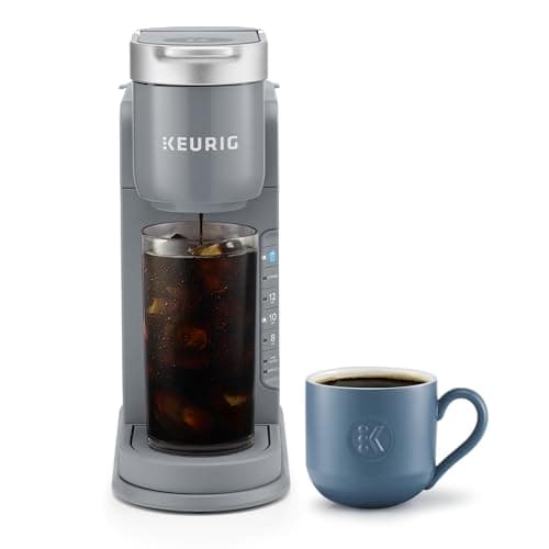 Keurig K-Iced Cafetière à dosettes K-Cup à service unique, avec simple bouton-poussoir bleu, infusion sur glace, gris