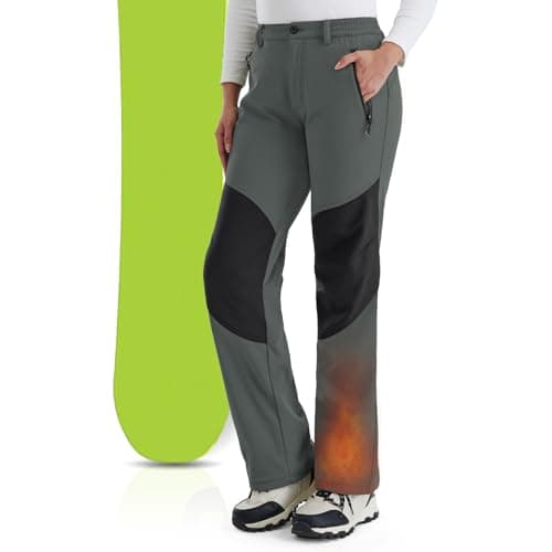 IGOLUMON Pantalon de neige Pantalon de ski coupe-vent résistant à l'eau pour femme Pantalon softshell isolé doublé de polaire avec 4 poches zippées Chaud athlétique hiver...