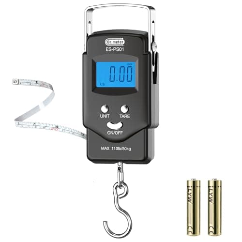 Balance à poisson, Dr.meter 110lb/50kg Balance numérique à écran LCD rétroéclairé avec ruban à mesurer intégré - Balance électronique à crochet de pêche postale avec...