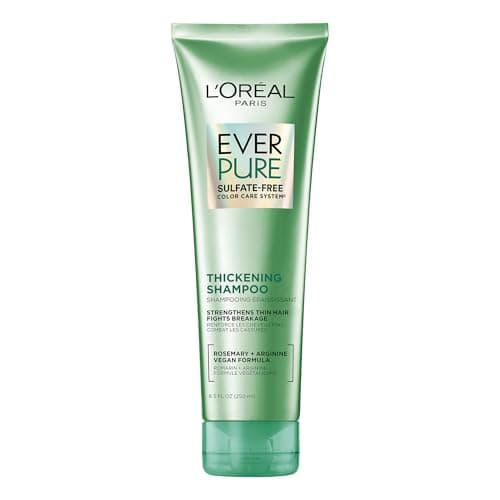 L'Oréal Paris EverPure Shampoing sans sulfate, Shampoing épaississant pour cheveux fortifiants fins, fragiles, colorés, Traitement capillaire, Avec...