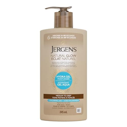 Jergens Natural Glow Hydra Gel hydratant autobronzant pour visage et corps moyen à foncé