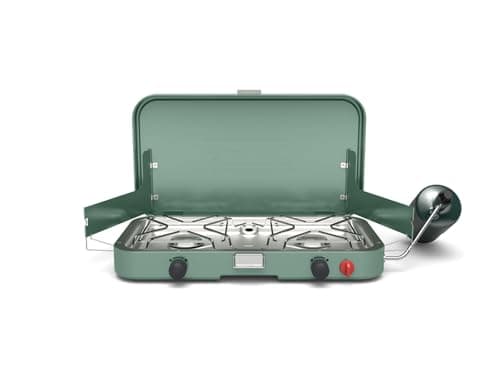 Coleman Réchaud de camping à 2 brûleurs, gril de camping portable au propane avec brûleurs réglables et pare-vent pour les repas sur la plage, les barbecues dans le jardin, le talonnage