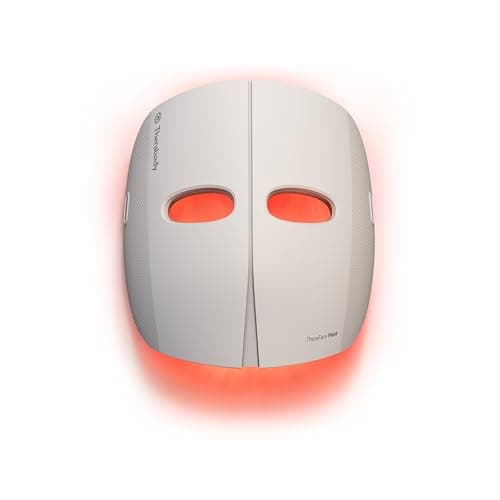 Therabody TheraFace Mask Glo - Masque facial de soin de la peau à LED sans fil avec lumière rouge/bleue/infrarouge et massage relaxant du cuir chevelu pour une apparence éclatante et plus saine...